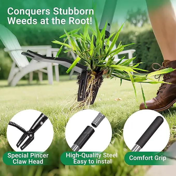 Suchtale Metal Weeder，Stand Up Weed Puller Tool with Long Handle – Heavy-Duty All-Metal Weeder with Upgraded Pincer Claw – Pull Weeds from The Root Without Bending, Pulling, or Kneeling by GreenHaven Gardens