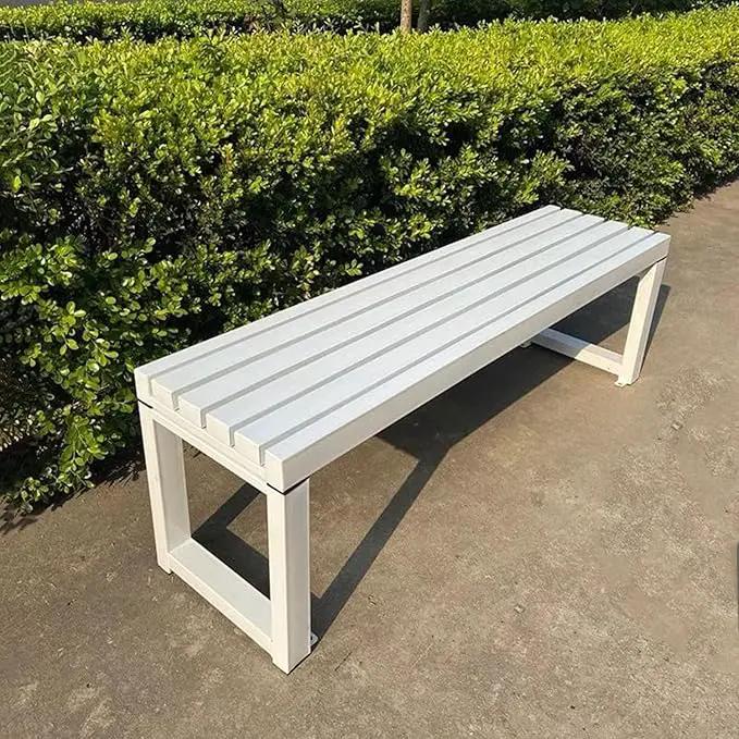 Weatherproof Metal Dining Bench, Outdoor Bench Backless Patio Bench 2-Person Farmhouse Bench Garden Bench for Kitchen, Living Room, Entryway(White,47in) by GreenHaven Gardens