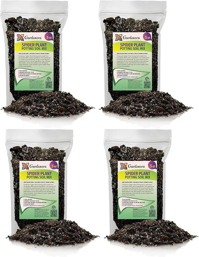 Premium Spider Plant Potting Soil Mix (4 Bags of 5 Quart) by GreenHaven Gardens