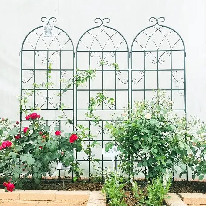 Metal Garden Trellis Rustproof Trellis for Climbing Plants Outdoor Flower Support (Black-4 Pack, 71"x19.7") by GreenHaven Gardens