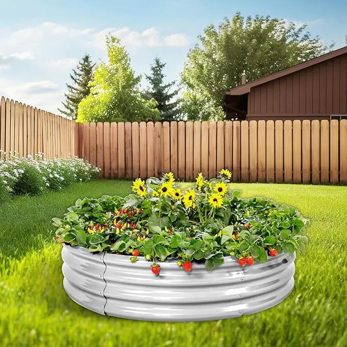 Land Guard Galvanized Raised Garden Bed 2Pcs, Planter Raised Garden Beds Outdoor, Round Clearance Raised Garden Beds for Gardening Vegetables…… by GreenHaven Gardens