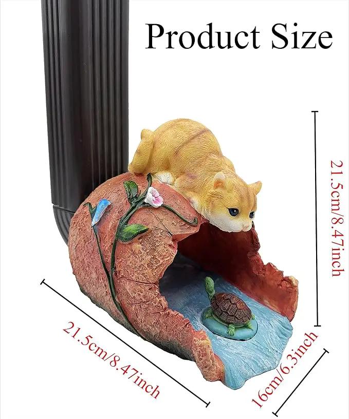 Funny Cat Garden Sculpture & Statue, Outdoor Decor Ornament, Gutter Diverter Rain, Downspout Extender, Eco-Friendly Resin, Splash Block, Perfect for 3"x4" Gutters, Unique Gift by GreenHaven Gardens