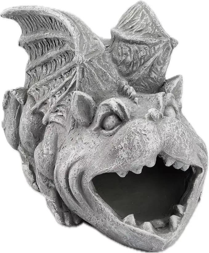 Elenon Gargoyle Decorative Gutter Downspout Extension Statue, Gutter Guardian Rain Downspout Extender, Garden Splash Block Outdoor Sculpture for 3" × 4" Down Spouts Decor by GreenHaven Gardens