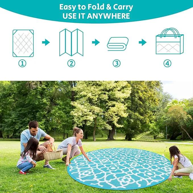 HEBE Outdoor Rug Waterproof 8ft, Plastic Straw Rug Camping Rug, Reversible Outdoor Patio Rugs RV Mat Clearance, Indoor Outside Floor Carpet for Porch,Deck,Camper,Balcony,Backyard by GreenHaven Gardens