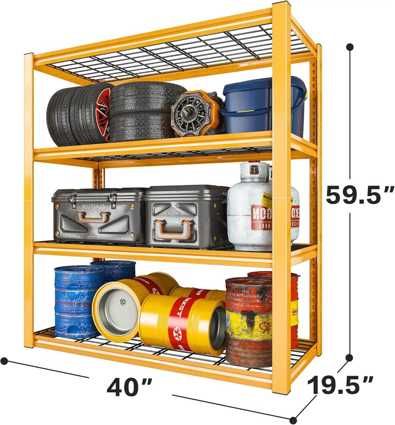 REIBII 40" W Garage Shelving 2240 LBS Storage Shelves Adjustable Heavy Duty Shelving 4 Tier Metal Shelves for Storage 59.5"H Metal Shelf for Pantry Basement Warehouse 40"W × 19.5"D × 59.5"H, 2 Pack by GreenHaven Gardens