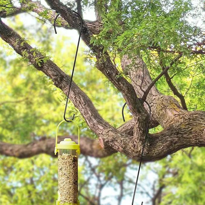 8 Pack 24 Inch Large Tree Branch Hooks Long S Hooks for Hanging Plants, Bird Feeder Hook for Tree, Metal Garden Hooks for Hanging Baskets, Plants, Lanterns Outdoor and Indoor Uses (Black) by GreenHaven Gardens