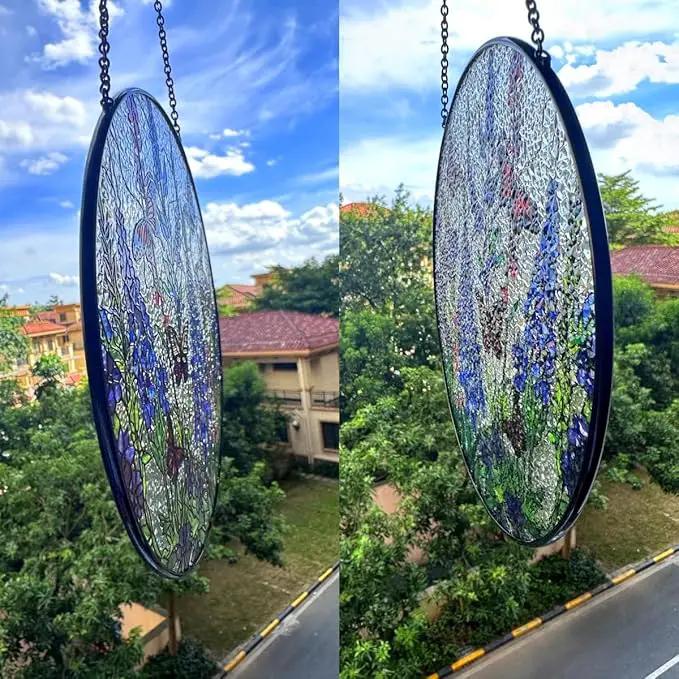7.8'' Lavender Monarch Butterfly Suncatcher Stained Glass - Monarch Lavender Originally Designed Butterfly Suncatchers for Sun Catchers Indoor Window | Beautiful Gifts for Butterfly Lovers by GreenHaven Gardens