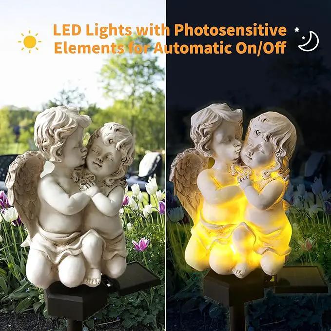 QH & Garden 2-Pack Angel Solar Garden Light - LED Waterproof Lights Mother's Day Gift,Solar Powered Garden Stake Lights for Balcony, Yard, Lawn, Pathway, Walkway-Angel Statues Grave Decorations by GreenHaven Gardens