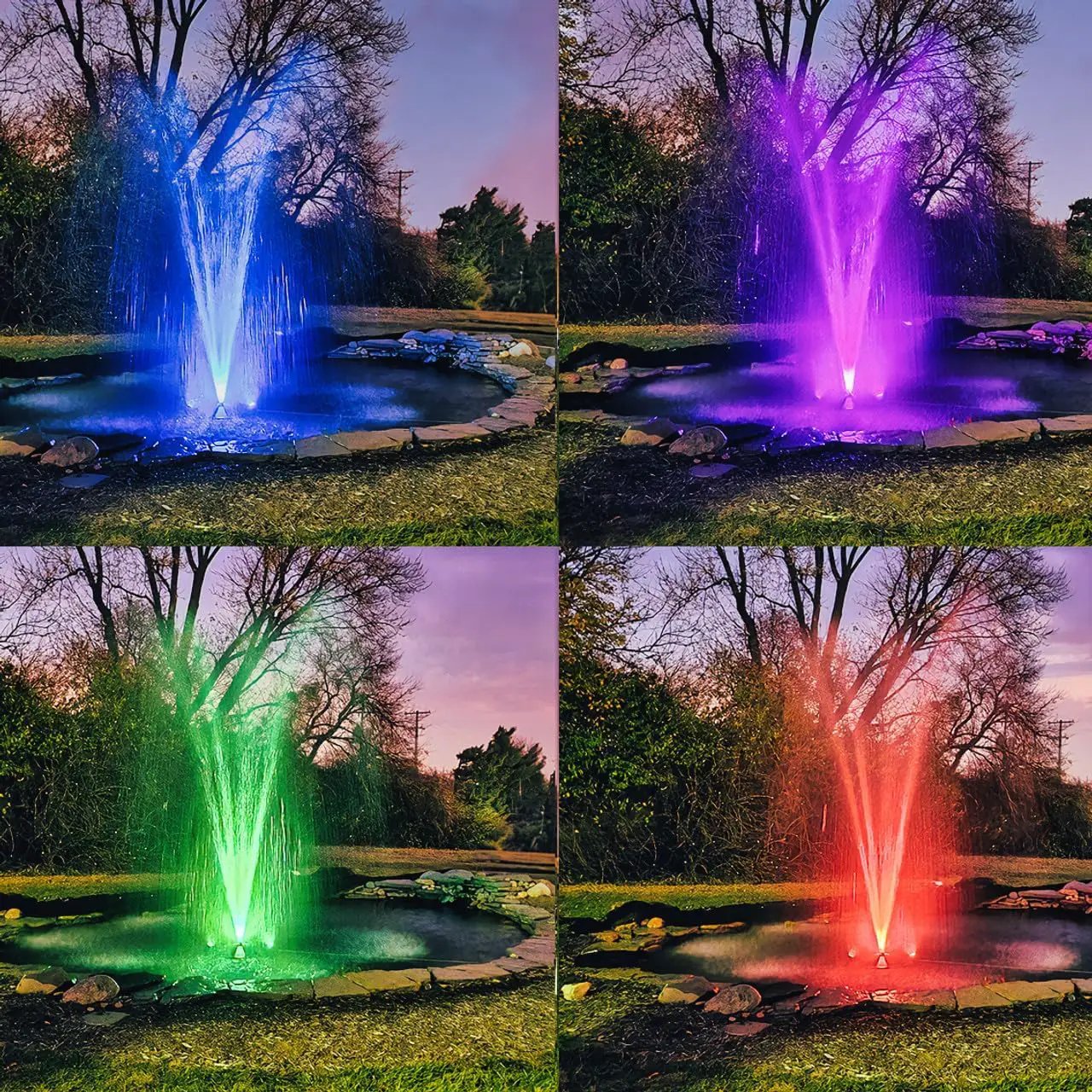 Custom Pro Color Changing Universal Upgraded Premium Light Kit for Oase & Pond Boss 1/4 HP Floating Fountain w/Remote by GreenHaven Gardens