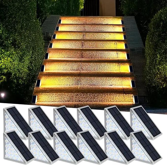 LED Solar Step Lights Waterproof Outdoor Stair Lights, Warm White Solar Deck Lights IP67 Solar Decoration Lights for Yard, Patio, Garden, Walkways, Front Door, Pathway, Driveway, Porch 12 Pack by GreenHaven Gardens