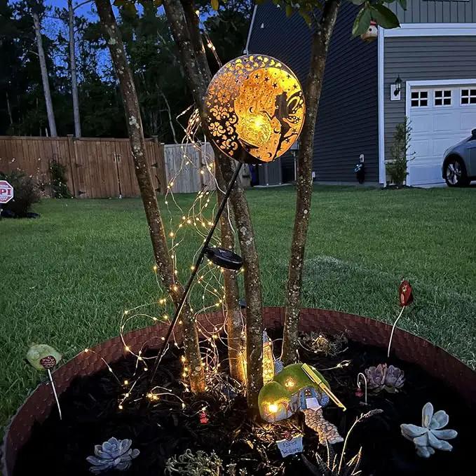 Tryme Solar Fairy Garden Lights - Moon Star Glass Globe Pathway Stake, Waterproof Outdoor Decorative Lights for Patio, Yard, Lawn by GreenHaven Gardens