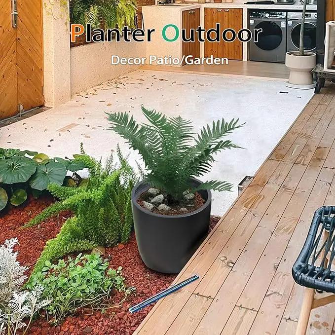 Concrete Planter Outdoor Indoor, Large Cement Plant Pots for Trees Flowers (Black, 18 inch) by GreenHaven Gardens