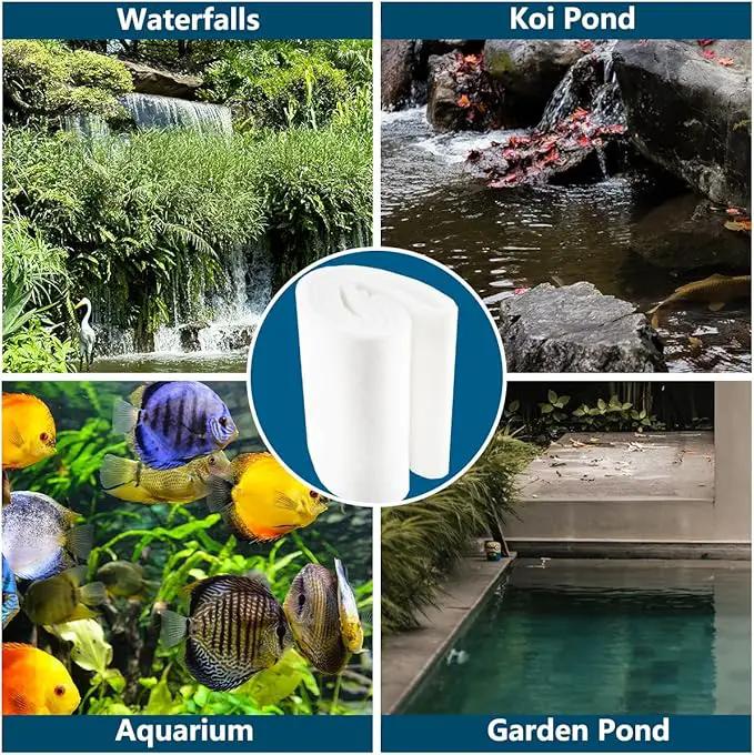White Koi Pond Filter Pad Fine Bulk - Cut to Fit - Durable Fish Pond Filter Media - Water Garden Aquariums Filter Material - 39.6" (3.3 ft) x 8" x 3/5" - 4/5" Thickness - 2 Pack by GreenHaven Gardens