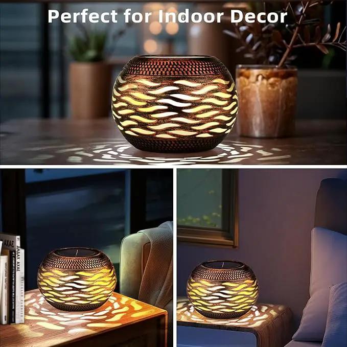 Waterproof Solar Lanterns Outdoor 2-Pack - Retro Metal Hollow-Out Garden Lights, Outdoor Yard Garden Porch Patio Lawn Inside Tabletop Decorations Unique Gardening Gifts for Women, Mom, Mother's Day by GreenHaven Gardens