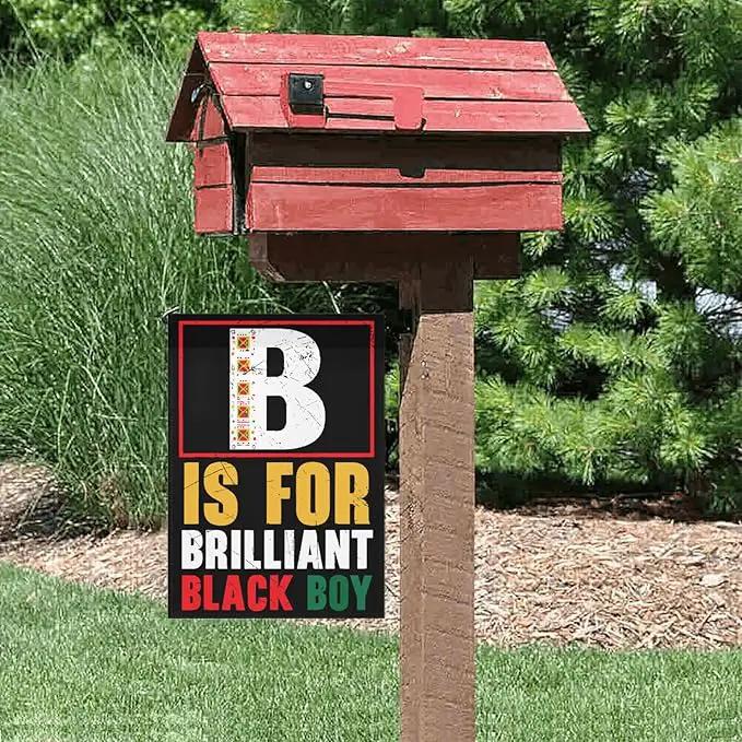 B Is For Brilliants Black Boy Kid Black Historys Month Garden Flags 12x18 Double Sided Novelty Garden Banner for Summer by GreenHaven Gardens