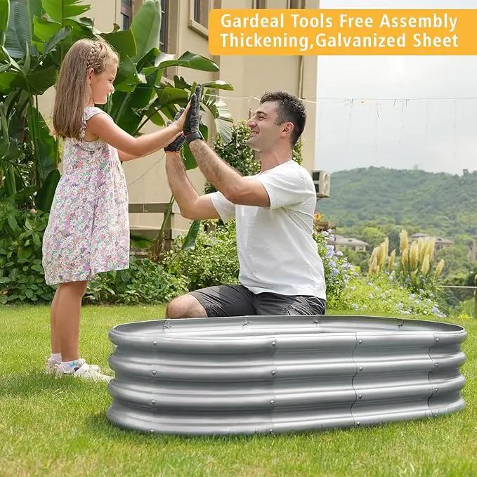 Garden 4x2x1ft Galvanized Raised Garden Bed Kit - Metal Planter Boxes for Vegetables/Herbs/Flowers, Heavy-Duty Steel Outdoor Garden Box with Reinforced Edges(4X2X1FT) by GreenHaven Gardens