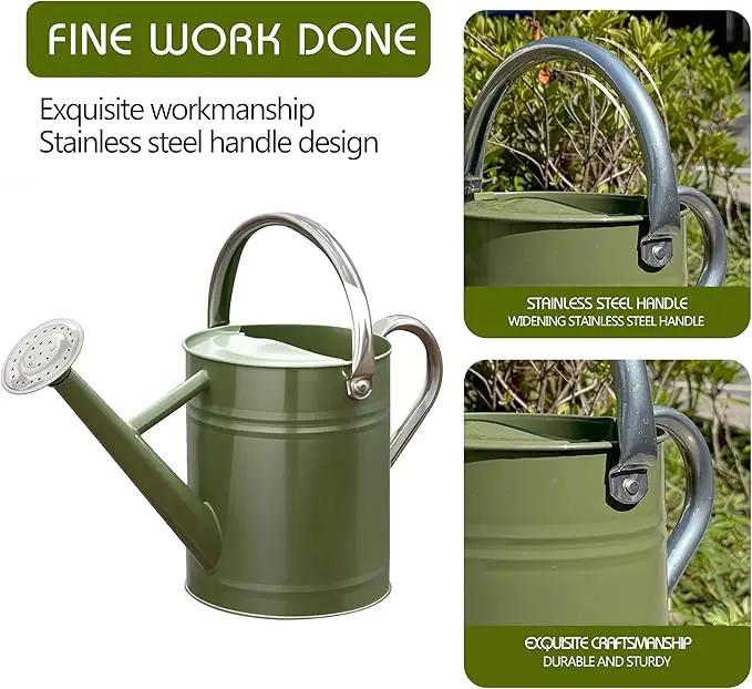Metal Watering Can, One Gallon Watering Cans Stainless Steel for Outdoor Indoor Garden Plants Watering (Emerald Green) by GreenHaven Gardens