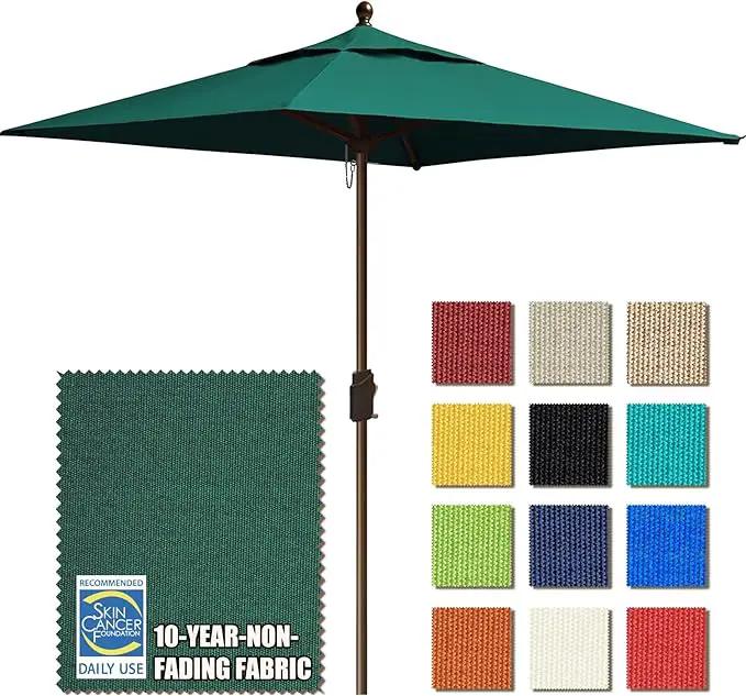 EliteShade USA 10-Year-Non-Fading 6x6Ft Square Market Umbrella Patio Outdoor Table Umbrella with Ventilation, Forest Green by GreenHaven Gardens