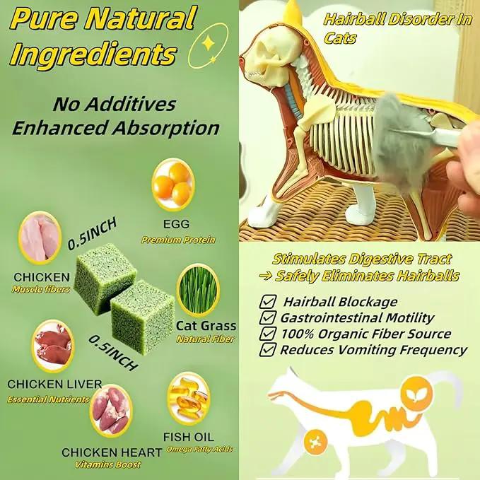 250g/8.82oz Cat Toy Cats Grass Treats, Fish Oil Kitten Grass Catnip Stick for Hairball Removal Teeth Cleaning Cats Edible Freeze Dried Kitty Lickable Chew Dental Snack for Indoor Kitty Food by GreenHaven Gardens