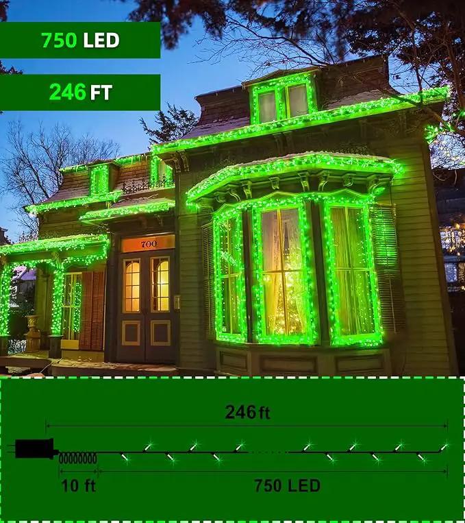 750 LED 246FT Christmas Lights Outdoor, Super Long Waterproof Christmas String Lights with 8 Modes, Christmas Tree Lights with Timer Memory for Fence Garden Xmas Wedding Party DecorGreen by GreenHaven Gardens