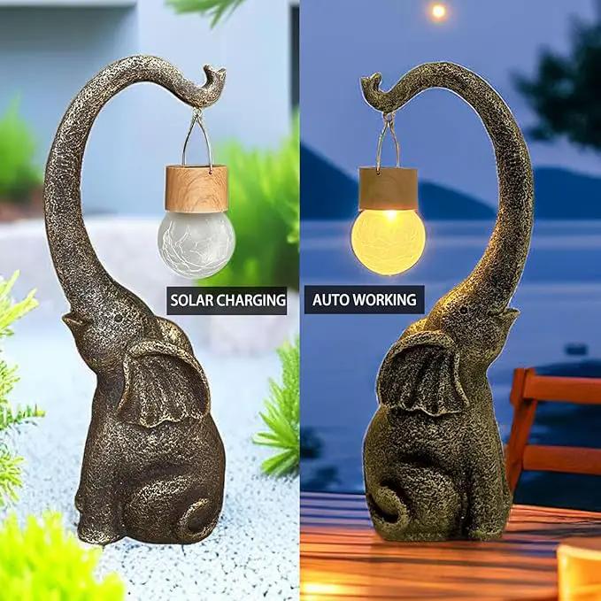 Elephant Statue Solar Garden Decor with Glass Ball Lights,Outdoor Elephant Decor for Birthday Gifts Women, Garden, Patio, Yard, Lawn by GreenHaven Gardens