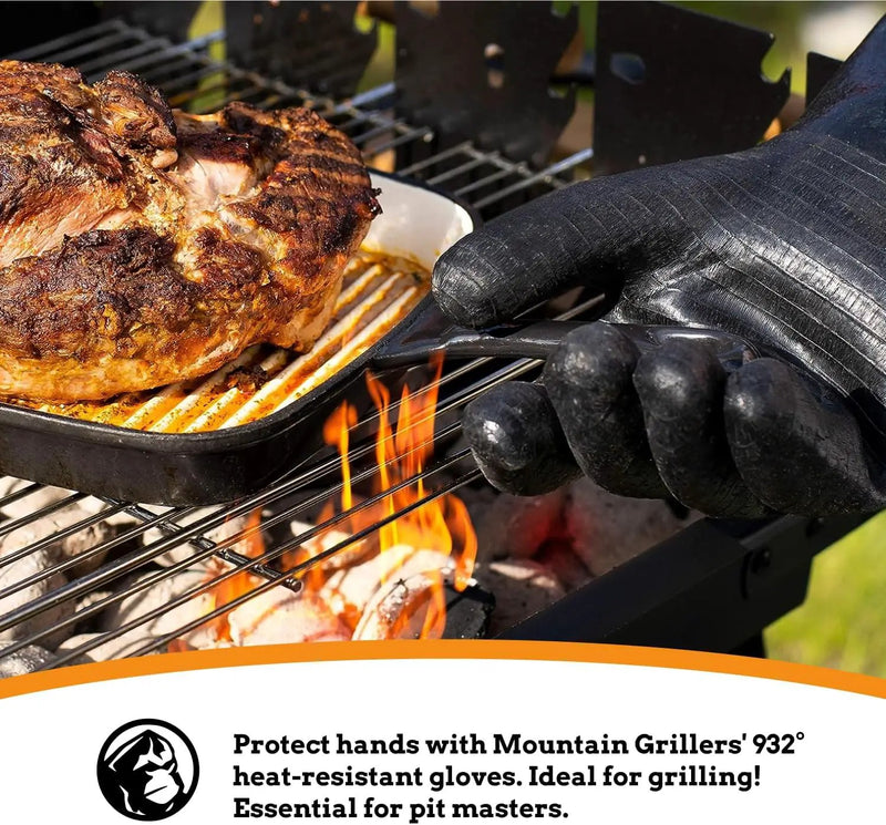 Mountain Grillers Extreme Heat Resistant Gloves for Grill BBQ High Temperature Fire Pit Gloves Barbecue Cooking, Smoker, Oven, Fryer, Grilling Waterproof, Fireproof Oil Resistant Neoprene Coating 18in by GreenHaven Gardens