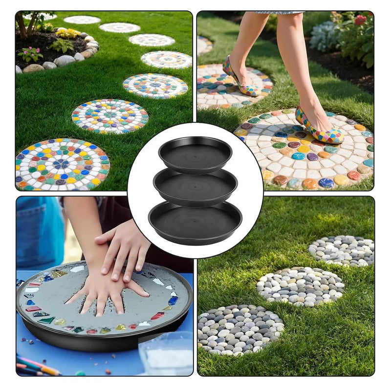 6Pcs Round Stepping Stone Mold, 3 Size Cement Molds for Concrete, 10" 11.4" 12.6" Plastic Concrete Molds for Casting Garden Pavement and Walkway by GreenHaven Gardens