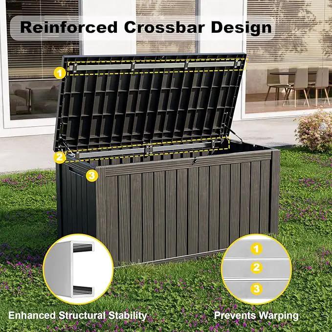 DRATO 150 Gallon Outdoor Storage Box, Large Waterproof Deck Box, Lockable Resin Storage Container with Reinforced Support for Patio Cushions, Garden Tools, UV-Resistant Outdoor Chest（Black） by GreenHaven Gardens