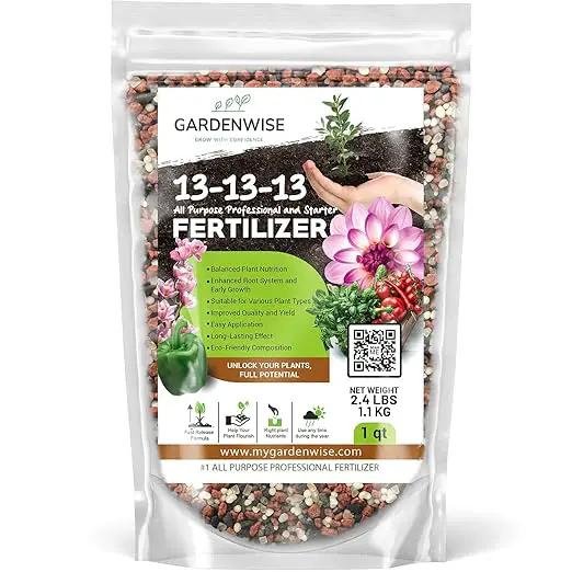 13-13-13 Slow Release Granular Fertilizer – All Purpose Plant Food 13 13 13 for Outdoor Grass, Vegetables, Roses, Flowers, Shrubs, Trees. Lawns, Gardens, Potted Plants (1 Quart) by GreenHaven Gardens