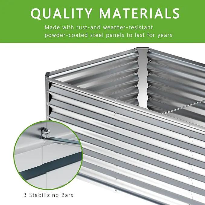 4x2x2FT Galvanized Raised Garden Bed,Planter Raised Beds-Metal Garden Box,Large Plant for Outdoor Planting, Vegetables Bed,Flower,Herb-Sliver by GreenHaven Gardens