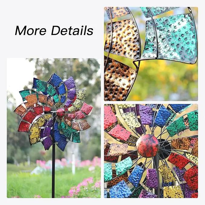 Yard Garden Wind Spinners - Large Outdoor Wind Spinners with Metal Stake, Yard Art Lawn Garden Decor (24" W x 84" H) by GreenHaven Gardens