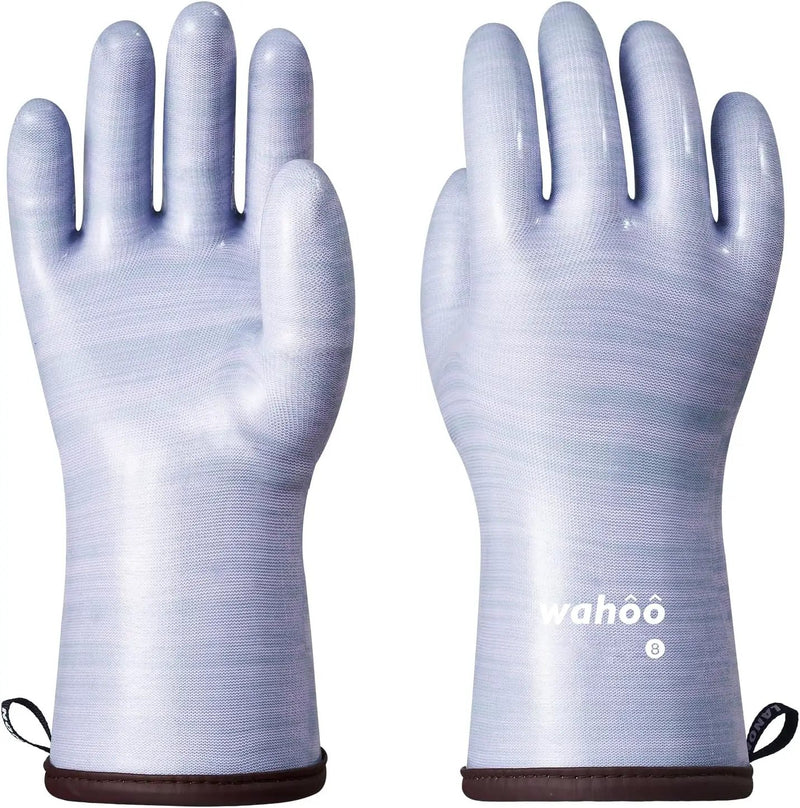 wahoo Professional Liquid Silicone Oven Mitts Gloves, Heat Resistant Gloves for Cooking, Baking, CoralAir Liner, 12 Inch, Purple, X-Large by GreenHaven Gardens