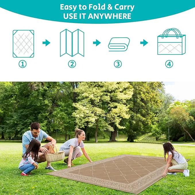 HEBE Outdoor Rug Waterproof 9x12, Reversible Plastic Straw Rug RV Camping Rug, Indoor Outdoor Patio Mat Clearance, Outside Carpet for Porch,Deck,Camper,Balcony,Backyard,Picnic by GreenHaven Gardens