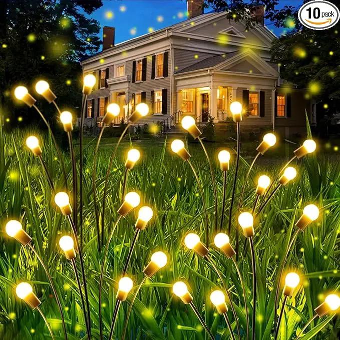 OZS 10PK Total 80LED Solar Garden Lights - Solar Lights Outdoor, Solar Firefly Lights, Solar Swaying Light, Sway by Wind, Solar Fairy Lights Waterproof for Pathway Pathway Decoration(Warm White) by GreenHaven Gardens