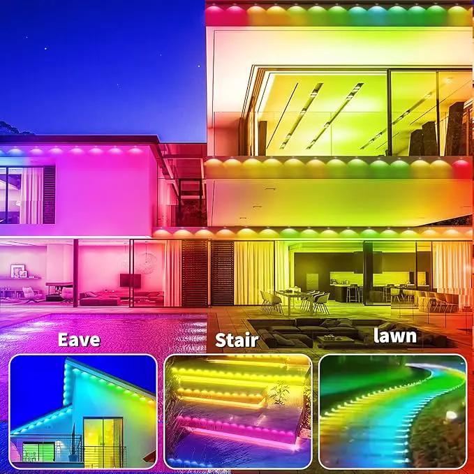 300ft Permanent Outdoor Lights,RGB Eave Lights,Music Sync IP67 Waterproof Outdoor Eave Light Lighting, can be Used for Garden,House,Party,Holiday Decoration（2 Rolls of 150ft） by GreenHaven Gardens