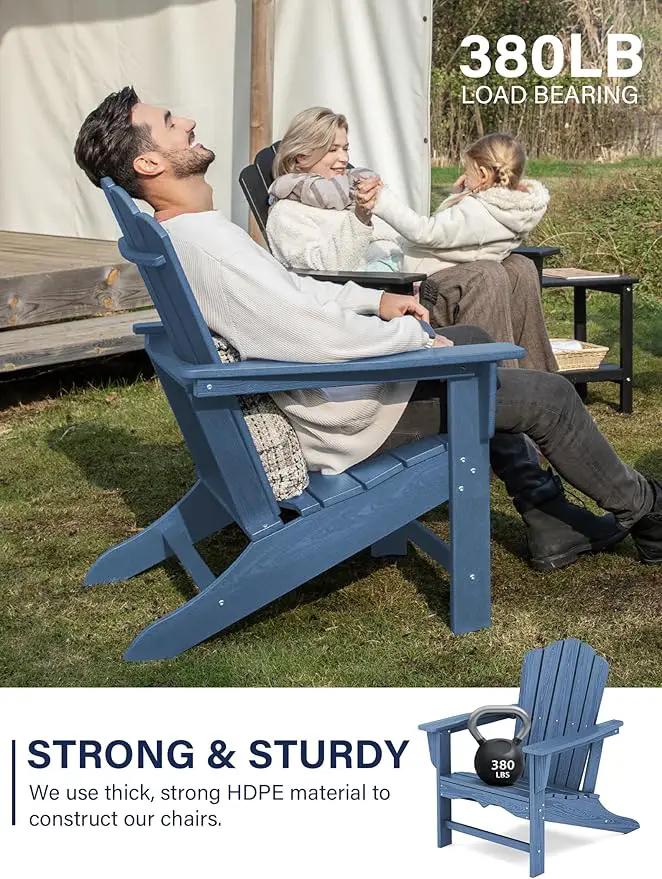 KINGYES HDPE Adirondack Chair, Classic All-Weather Adirondack Chairs, Outdoor Patio Adirondack Chair for Deck Lawn fire Pit, Navy by GreenHaven Gardens