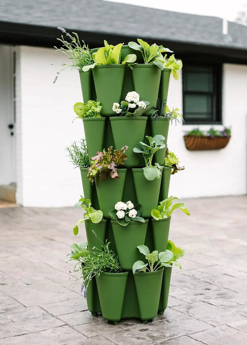 Greenstalk Patented Large 5 Tier Vertical Garden Planter with Patented Internal Watering System Great for Growing a Variety of Strawberries, Vegetables, Herbs, & Flowers (Evergreen) by GreenHaven Gardens