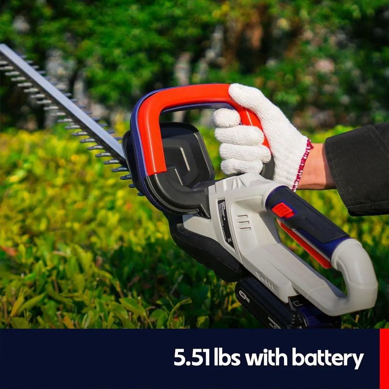 QWD 20v Cordless Hedge Trimmer Powered by Battery(Battery & Charger Included) with 20-Inch Blade & 40-Min Runtime,2200 cuts/Min,Lightweight Aluminum Body for Home Garden by GreenHaven Gardens