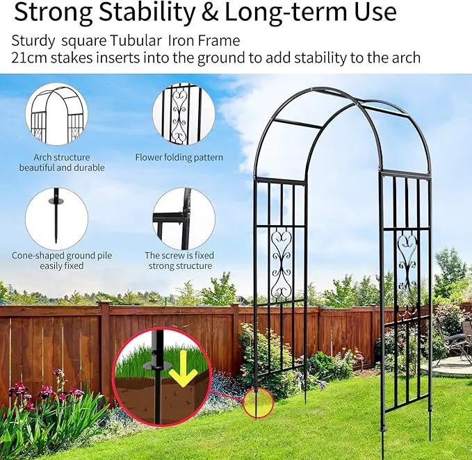 Arbors, Curved Metal Endurable Iron Trellis Plants Stand Use for Outdoor Garden Arbor Climbing Plants Wedding Arches Ceremony by GreenHaven Gardens