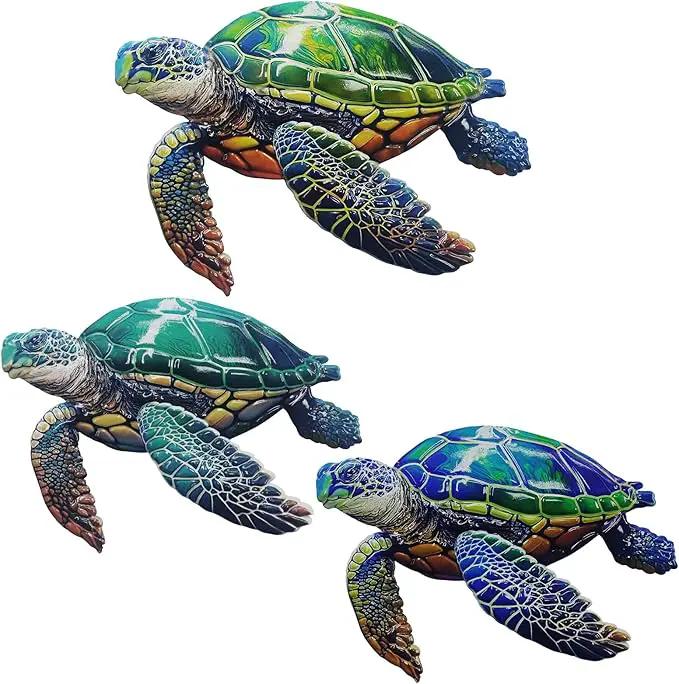 John's Studio 3Pcs Metal Turtle Sea Wall Decor Outdoor Garden Hanging Art Sculptures Home Ocean Theme Decorations for Kitchen Bathroom and Pool by GreenHaven Gardens
