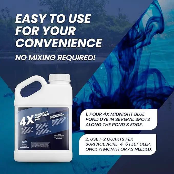 1 Gallon Midnight Blue Pond Dye, 4X Concentrate Pond Dye Blue, Dark Natural Looking Aquashade for Beautiful Lake Water, Long-Lasting Colorant, Protects Against Sunlight - Ideal for Fish & Wildlife by GreenHaven Gardens