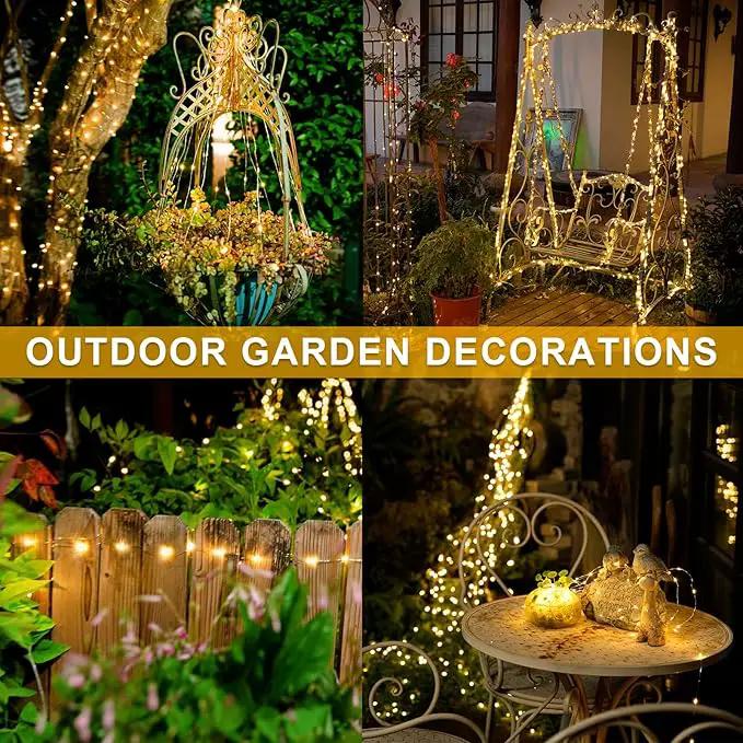 JMEXSUSS Solar String Lights 200 LED, Warm White, Waterproof, 66ft, 8 Modes, IP44, Outdoor Patio, Garden, Christmas Decoration by GreenHaven Gardens