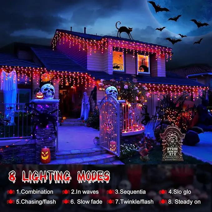 Hezbjiti 400LED Halloween Lights Purple Orange Icicle Lights 32.8FT Halloween String Lights Outdoor Decoration 8 Modes 75 Drops Fairy Lights for Eaves Party Yard Garden Halloween Decor by GreenHaven Gardens