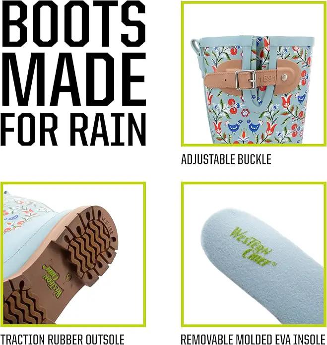 Western Chief Women's Tall Waterproof Rain Boot Outdoor Garden Shoes by GreenHaven Gardens