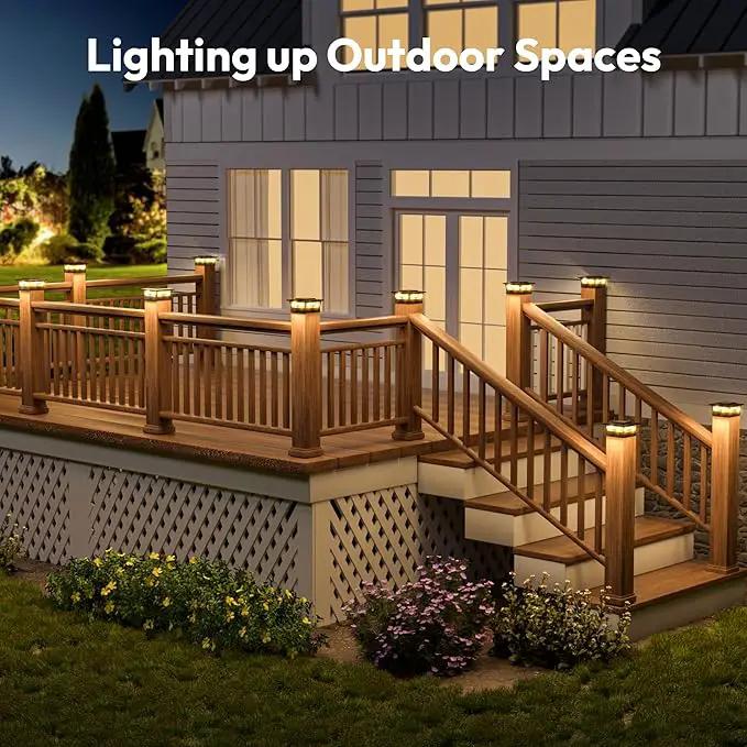 NIORSUN Solar Post Cap Lights Outdoor, 2 Modes LED, Deck Fence Post Solar Lights for 3.5x3.5 4x4 Caps Patio Garden Decoration, Warm White/Cool White Lighting Black 4 Pack by GreenHaven Gardens