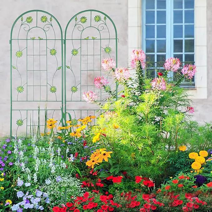 4 Pack Metal Garden Trellis 71" H Garden Fence Rustproof Trellis for Climbing Plants Support Roses Flower Outdoor Lawn, Blue Green by GreenHaven Gardens