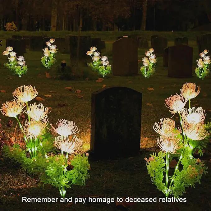 Solar Garden Lights Outdoor - 4 Pack Solar Flower Light Waterproof with Glowing Flowers & Stems for Garden Decoration,Yard Landscape Path Decor and Gift for Mother by GreenHaven Gardens