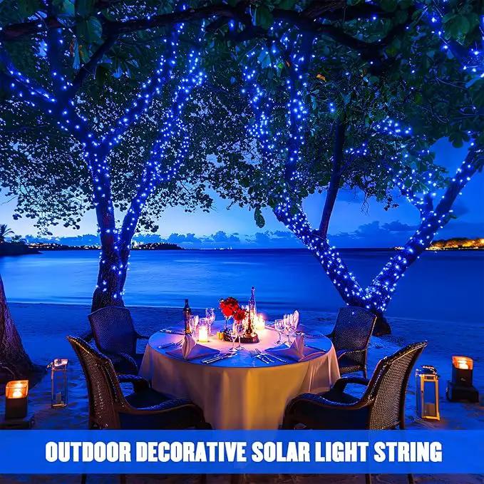 JMEXSUSS 2 Pack Blue Solar Christmas Lights: 100 LED 33ft Blue Solar Lights Outdoor, 8 Modes Solar String Lights for Outside Christmas Tree Gardens Party by GreenHaven Gardens