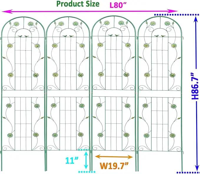 4 Pack Metal Garden Trellis 86.7" H Garden Fence Rustproof Trellis for Climbing Plants Support Roses Flower Outdoor Lawn Green-Blue Tall Trellis by GreenHaven Gardens
