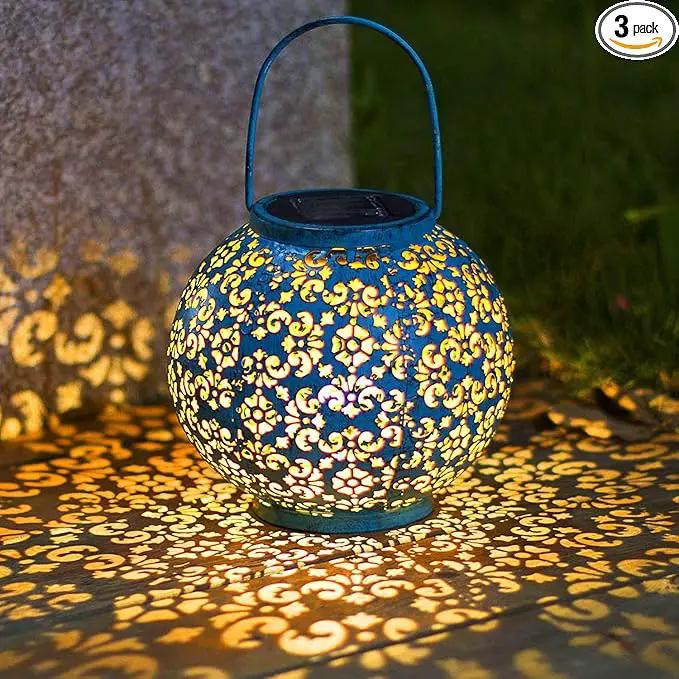 Homeimpro Solar Big Lantern Outdoor Waterproof Garden Gifts Mom, Metal Table Lights for Patio, Yard Art, Mothers Day Bithday Gifts for Women Men(1Pack, Teal Blue) by GreenHaven Gardens